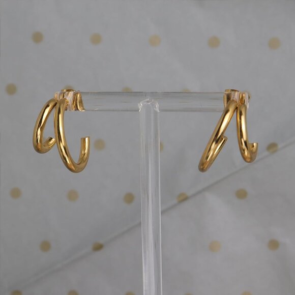 ⚡Gold Double Hoop Earrings Stylish Twisted Hoop Earrings for Women Fashion - Picture 6 of 7